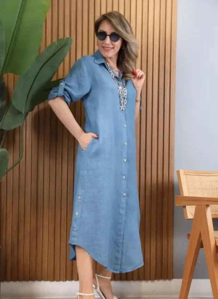 Vestido Camisa Madalena - Feito em Linho