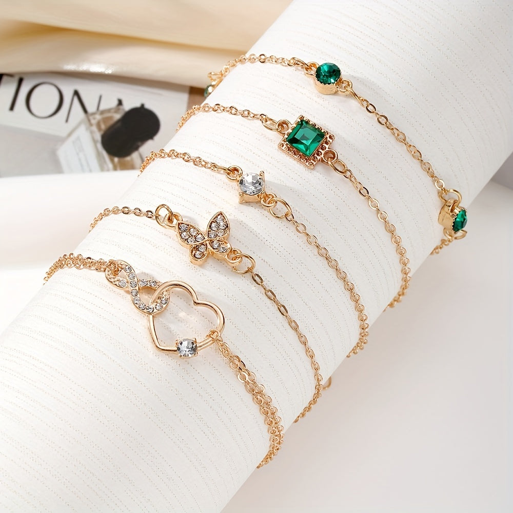 Conjunto de Pulseiras Correntes Delicadas - 5 Peças Banhado em Ouro 18k