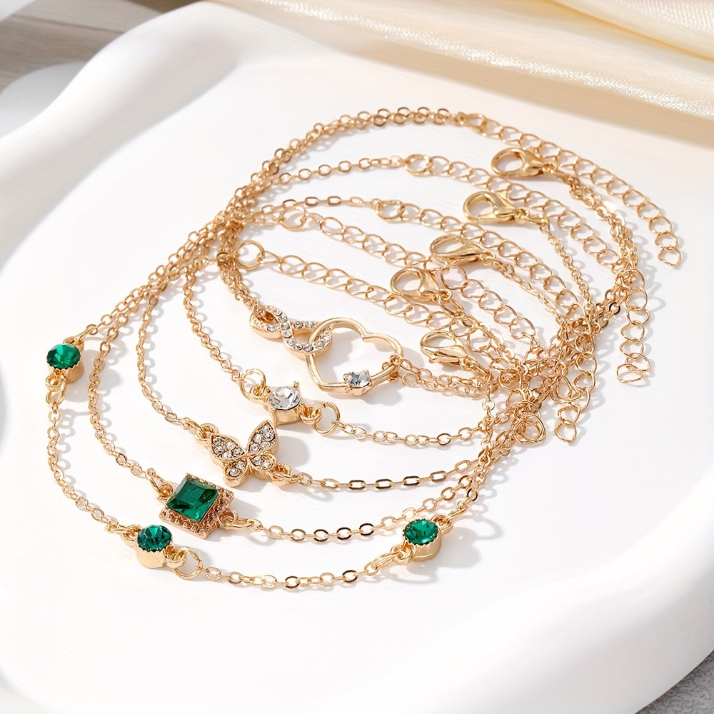 Conjunto de Pulseiras Correntes Delicadas - 5 Peças Banhado em Ouro 18k