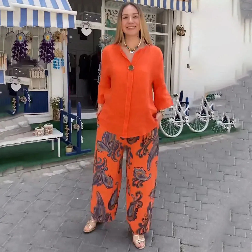 Conjunto de 2 Peças Esther - Feito em Linho e Algodão!