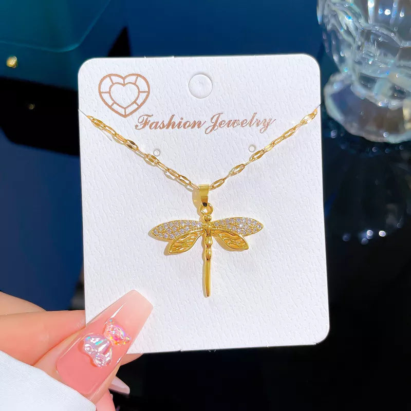 Colar Libélula Banhado em Ouro 18K