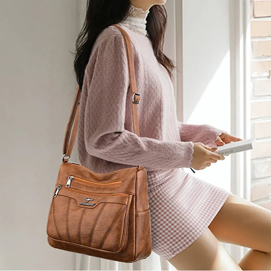Bolsa de Couro Feminina CrossBody Daishu