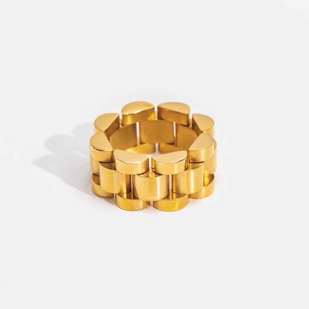 Anel de Elos Corrente Banhado em Ouro 18k