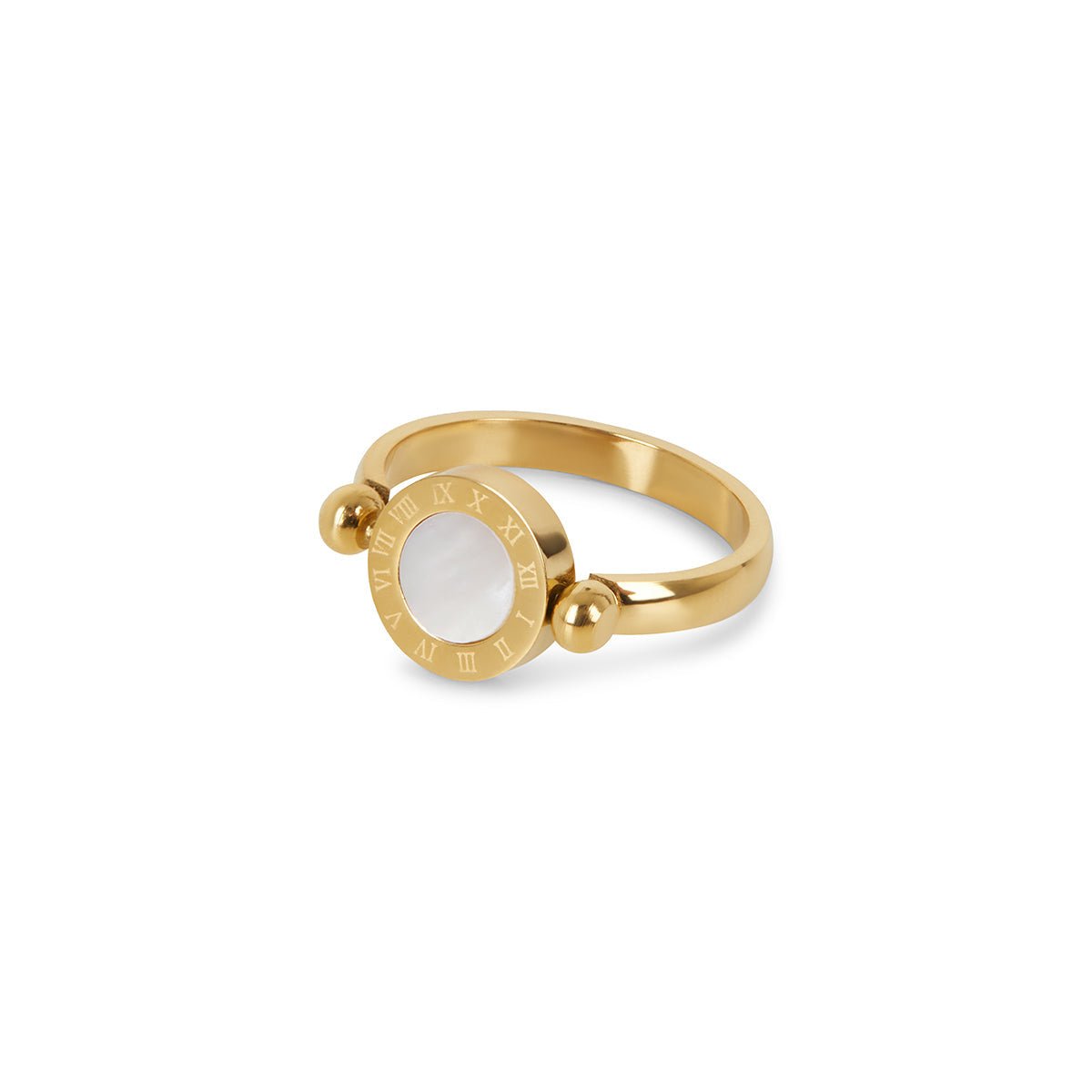 Anel Giratório Roman Banhado em Ouro 18K