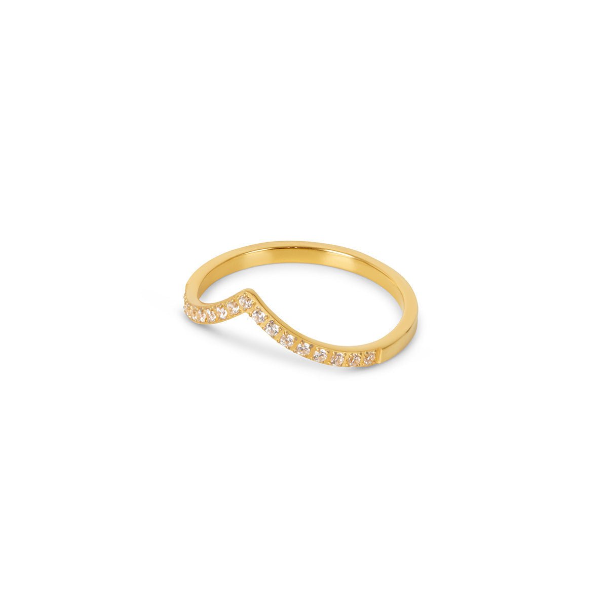 Anel Contorno de Brilho Banhado em Ouro 18K