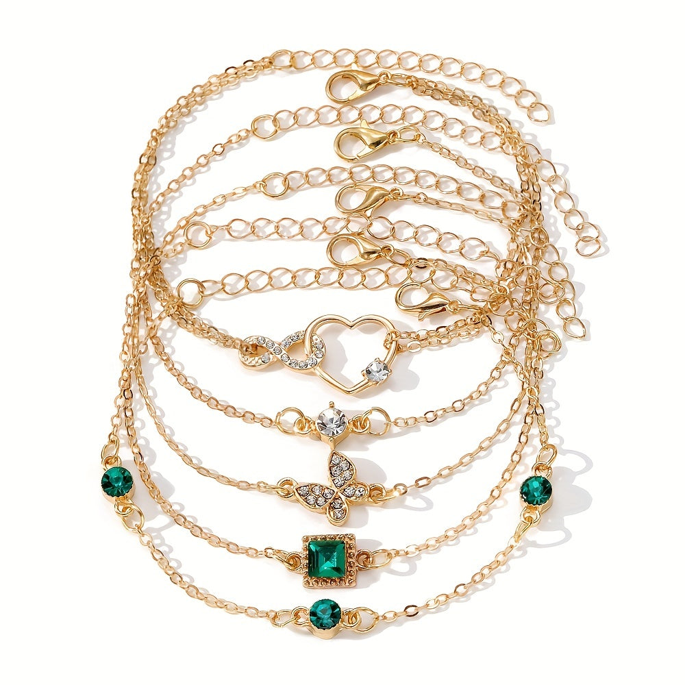 Conjunto de Pulseiras Correntes Delicadas - 5 Peças Banhado em Ouro 18k