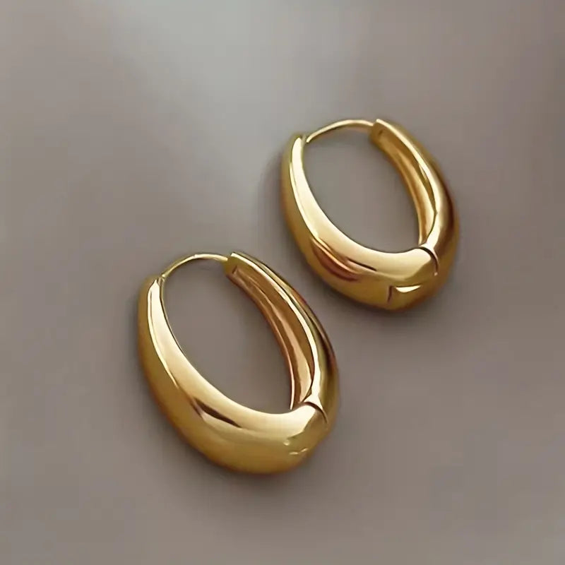 Brinco Argolas Contemporâneas Elegance Banhado 18K