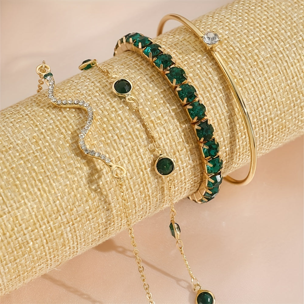 Conjunto de Pulseiras Cravejada Zircônias - 4 Peças Banhado em Ouro 18k