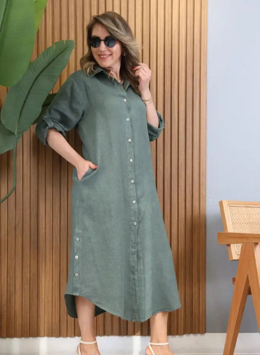 Vestido Camisa Madalena - Feito em Linho