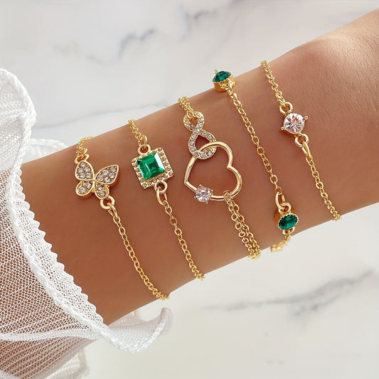 Conjunto de Pulseiras Correntes Delicadas - 5 Peças Banhado em Ouro 18k