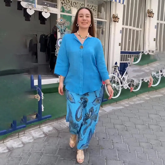 Conjunto de 2 Peças Esther - Feito em Linho e Algodão!