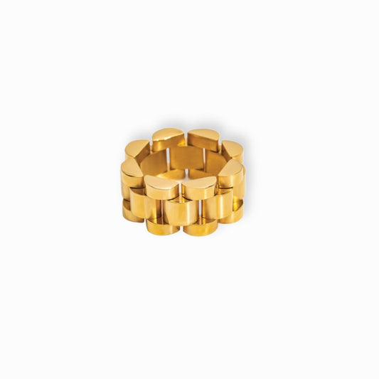 Anel de Elos Corrente Banhado em Ouro 18k