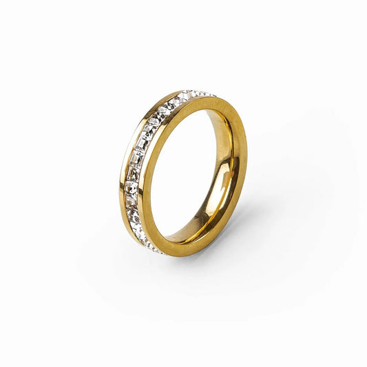 Anel Cravejado Zircônia Banhado em Ouro 18K