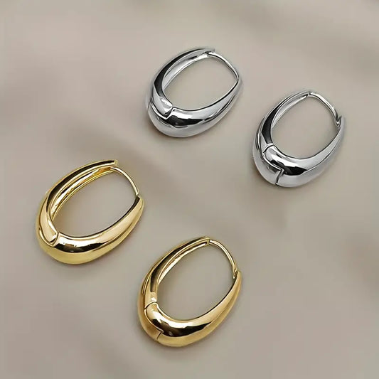 Brinco Argolas Contemporâneas Elegance Banhado 18K